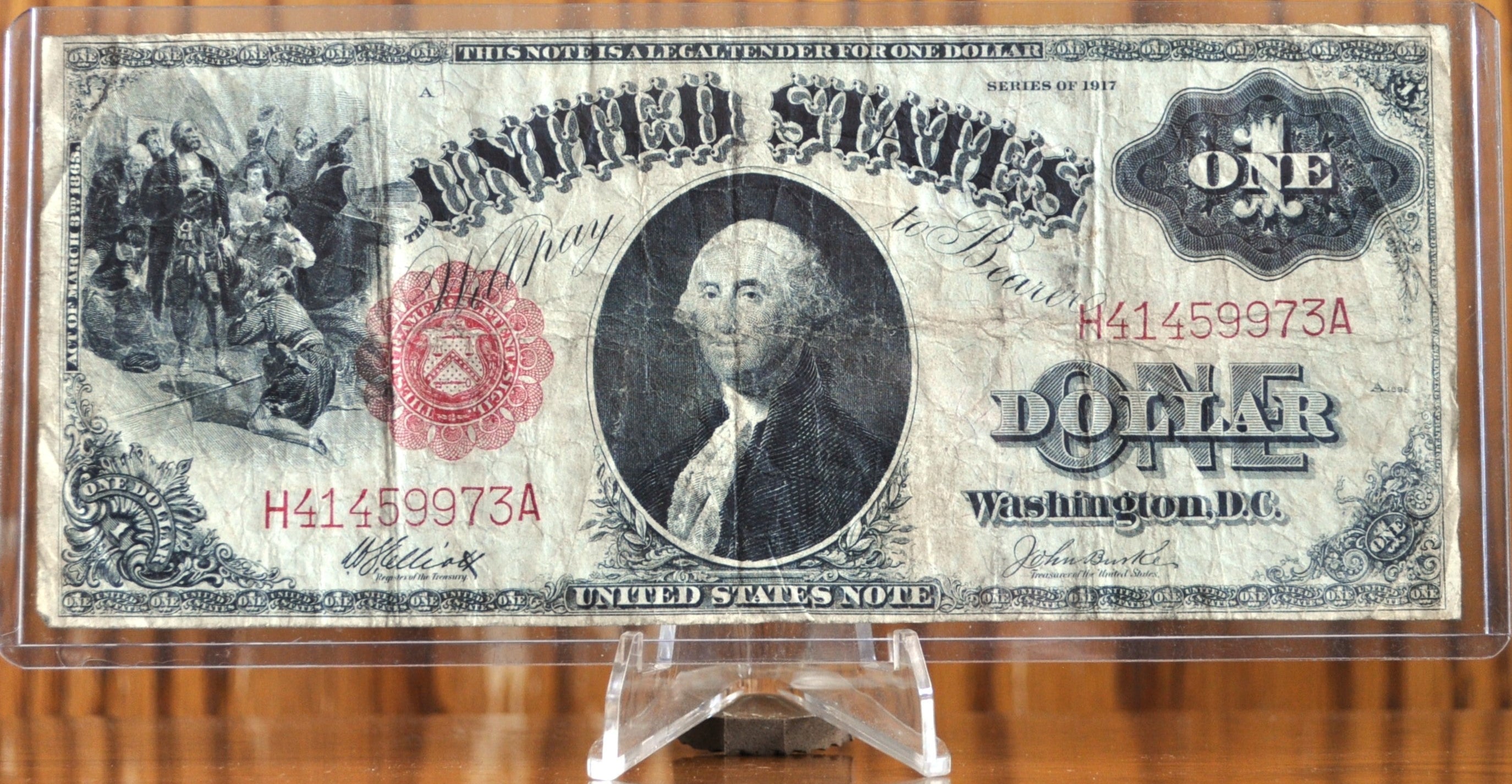 1917 Large Size 1 Dollar Legal Tender Note - Elliot/Burke