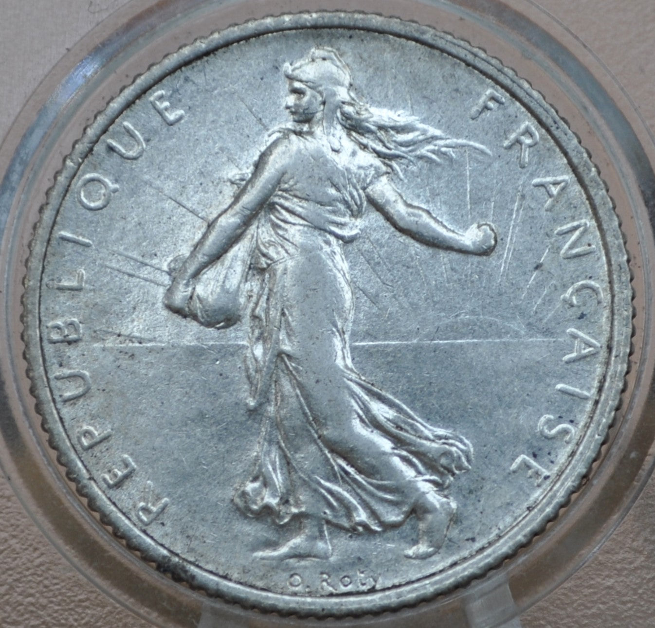 1915 French 1 Franc Coin - BU (Uncirculated) - WWI Era Silver Franc - France Silver 1 Franc Coin - 1915 One Franc