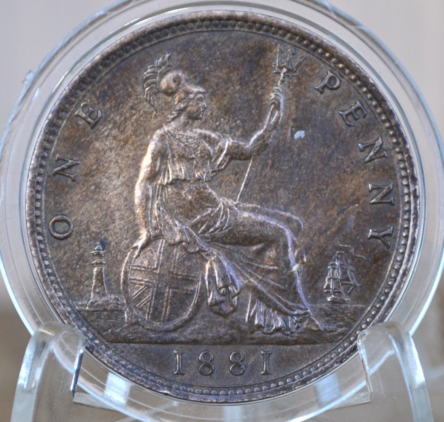 1881 Great Britain One Penny - AU (About Uncirculated) - UK Large Penny 1881 - Queen Victoria Young Head 1881 Copper UK penny