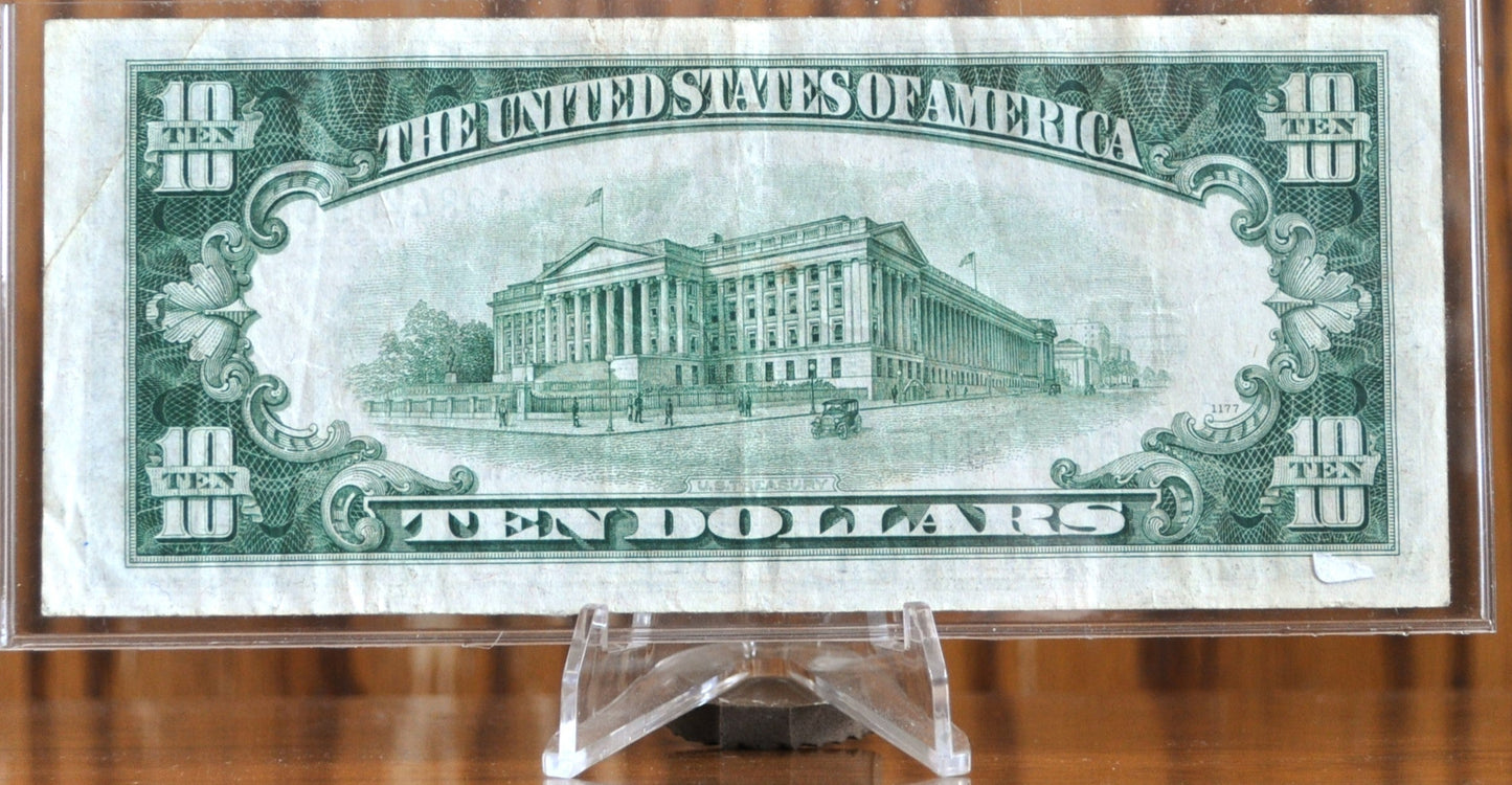 1934-B Federal Reserve 10 Dollar Note - DGS - Extremely Fine (XF) - New York (B) Issue - 1934 B Ten Dollar New York Note - Fr#2007-B