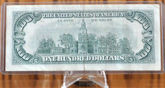 1966 US Legal Tender 100 Dollar Note - Almost Uncirculated (AU) Grade - Low Serial Number - 1966 One Hundred Dollar Red Seal Banknote - Fr#1550