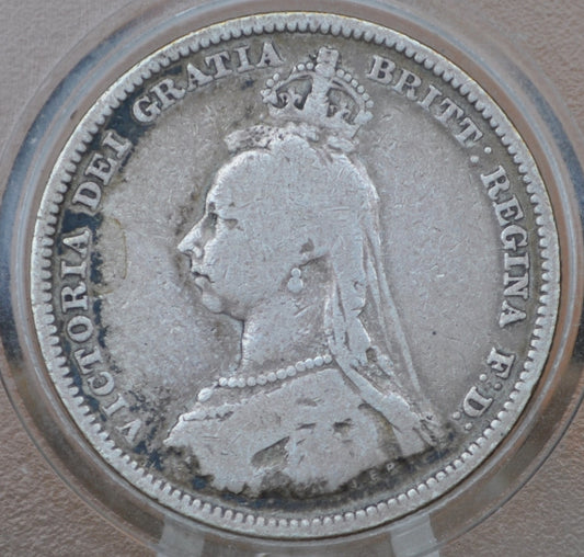 1887 Great Britain Silver 1 Shilling UK One Shilling 1887 - Fine Details - Queen Victoria - 1 Shilling 1887 Sterling Shilling UK