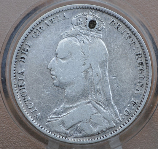 1892 Great Britain Silver 1 Shilling UK One Shilling 1892 - Fine+ Details - Queen Victoria - 1 Shilling 1887 Sterling Shilling UK