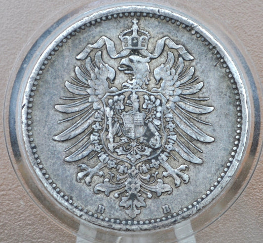 1875 German 1 Mark Deutsches Reich - XF, Silver - Second Reich of Germany 1875 BB One Mark - 1800s German Empire Coin - 1 Mark 1875-BB Silver