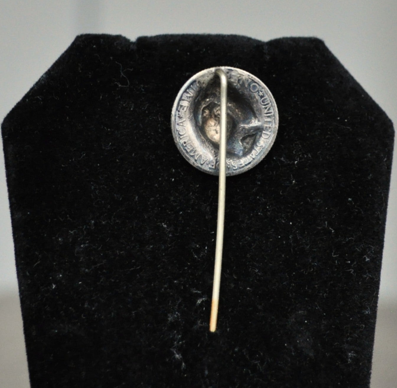 Stunning 1916 Mercury Dime 3D Repousse Face Stick Pin - Punched Out Liberty Face 1916 Mercury Dime - Unique Mercury Dime Liberty Face Hat Stick Pin
