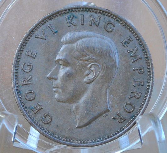 1941 New Zealand Half Penny - Great Condition / Detail - King George - Collectible New Zealand Coins - Great Design