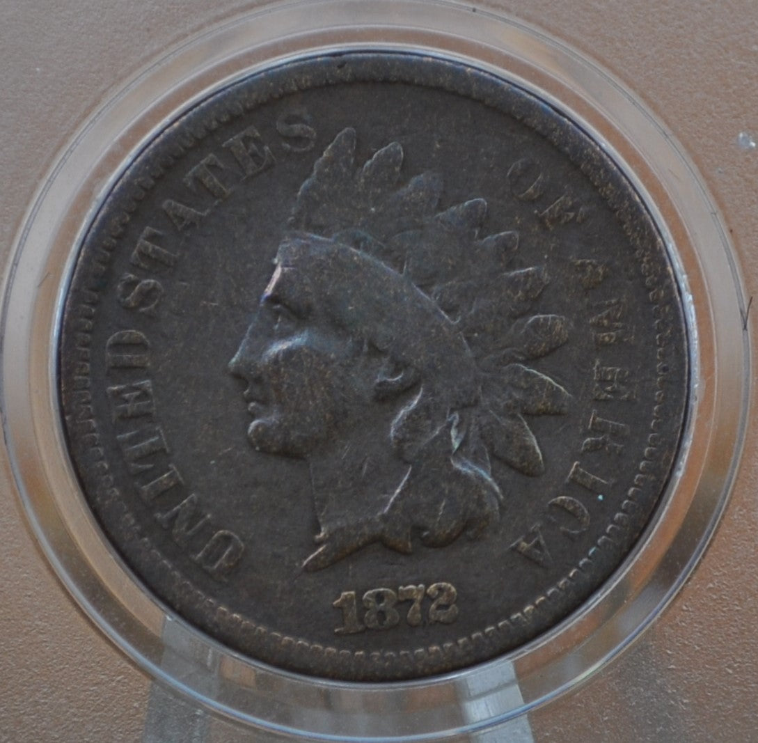 1872 Indian Head Penny - G+ (Good to Very Good) Grade / Condition - Key Date Indian Head - 1872 Cent, Hard to find Date