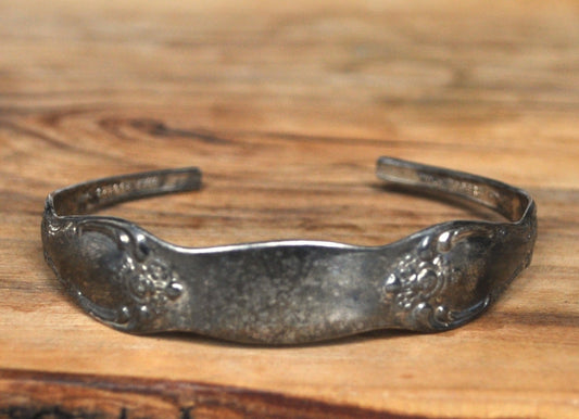 Vintage Oneida Silverware Floral Cuff Bracelet - Room for Engravings - WM. A. Rogers Silverware Women's Floral Cuff Bracelet