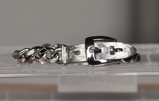 Beautiful Avon Silver-Toned Belt Buckle Adjustable Bracelet - Vintage Avon - 7" Length - Novelty Silver Belt Buckle Chain Bracelet