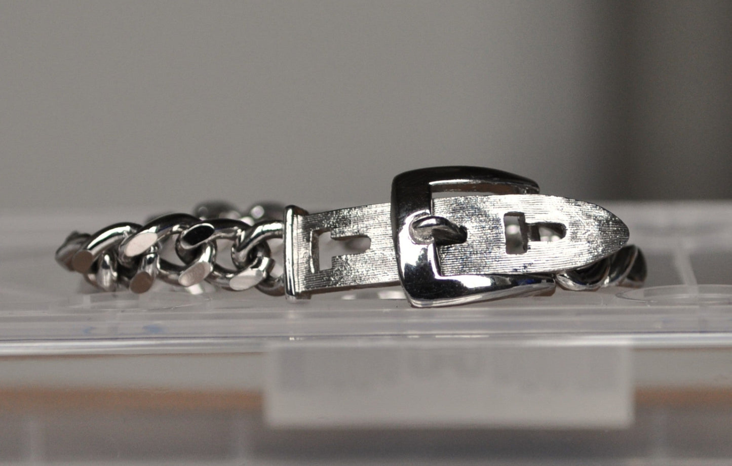 Beautiful Avon Silver-Toned Belt Buckle Adjustable Bracelet - Vintage Avon - 7" Length - Novelty Silver Belt Buckle Chain Bracelet