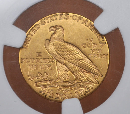 NGC AU55 1914 2.5 Dollar Gold Coin - NGC Slabbed and Graded AU55, Beautiful Coin - Two and a Half Dollar Gold 1914 Indian Head Gold