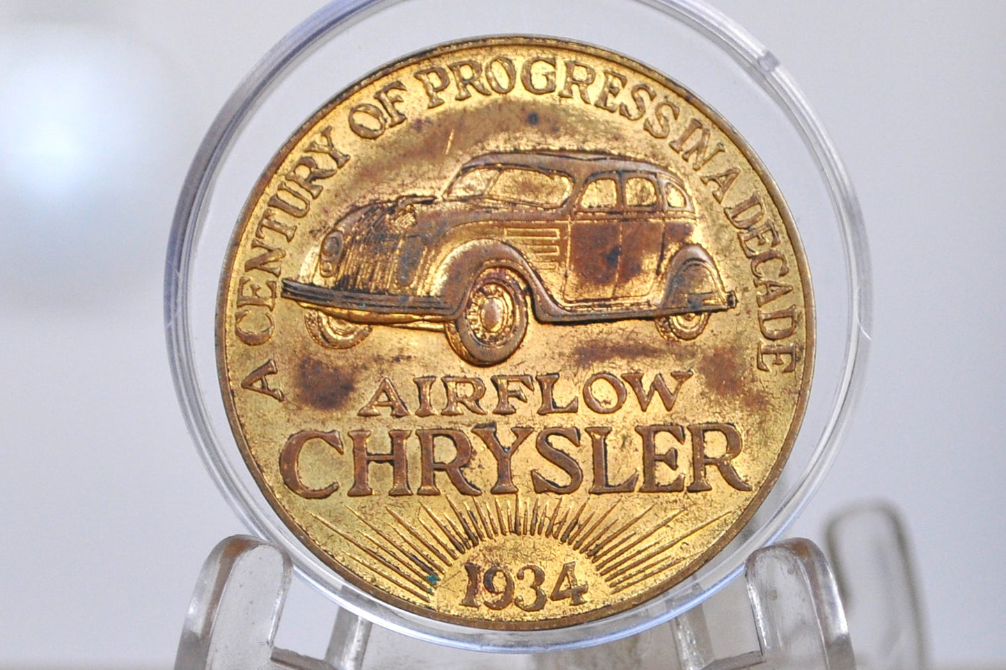 1934 Chicago Illinois World's Fair token airflow Chrysler Car 10th anniversary - 10th Anniversary of the Chrysler Car 1924 Commemorative Token&