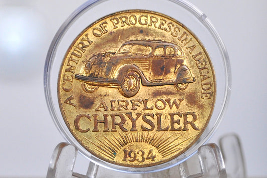 1934 Chicago Illinois World's Fair token airflow Chrysler Car 10th anniversary - 10th Anniversary of the Chrysler Car 1924 Commemorative Token&