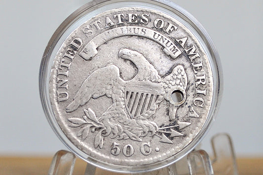 1830 Capped Bust Half Dollar - VF Details, Holed; Historic Coin, 1830 Half Dollar US Half Dollar 1830, Rare Early Half, Early American Coin