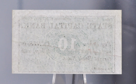 1862 State Capital Bank 10 Cents Merchant Scrip Note - Unissued Remainder - New Hampshire Obsolete - 1862 Concord NH Ten Cent Banknote