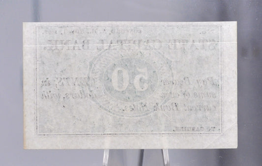 1862 State Capital Bank 50 Cents Merchant Scrip Note - Unissued Remainder - New Hampshire Obsolete - 1862 Concord NH Fifty Cent Banknote