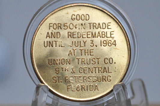 1964 St. Petersburg Funtime Celebration: 50 Cent Trade Token - Collectible FL Token: 1964 Funtime Celebration in St. Petersburg for 50¢