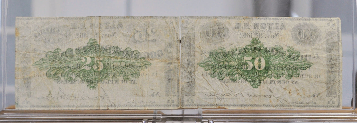 1862 Alton NH Jones and Sawyer Merchant Scrip Full Set - 5c, 10c, 25c, and 50c - Nov 26th, 1862 - Civil War Era New Hampshire Obsolete Notes