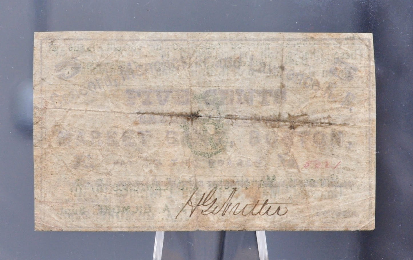 1862 Concord, Manchester & Lawrence Railroad 5 Cents Scrip - Nov 1st, 1862 - Rare Civil War New Hampshire Railroad Obsolete Five Cent Note