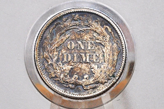 1887 Seated Liberty Dime - AU (About Uncirculated) Grade / Condition, Toned - 1887 Silver Dime / 1887 Liberty Seated Dime - US Historic Coin