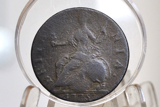 1775 UK Halfpenny - XF Obverse Detail - 1775 Great Britain 1/2 Penny - Copper Half Penny 1775