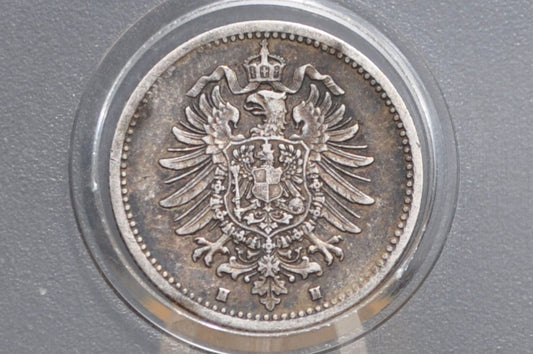 Silver 1876 German 50 Pfennig - Darmstadt H Mint Mark - XF Condition - German Empire 1876, Silver Pfennig 1876H, Great Coin -