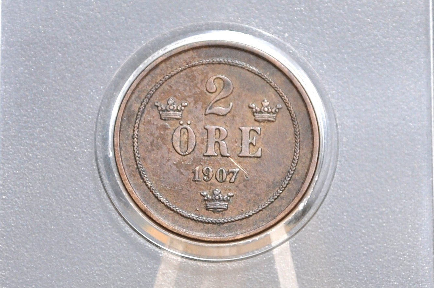 1907 Swedish 2 Ore Coin - Uncirculated Condition - 1907 Sweden Two Ore, Great for Birthdays, Jewelry, Collections, Sweden 2 Ore