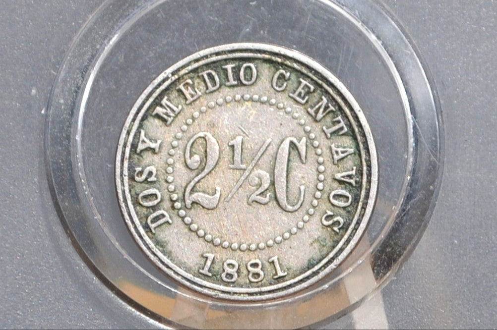 1881 Colombia 2 1/2 Centavos - Great Condition - United States of Colombia - Liberty Cap Coin -