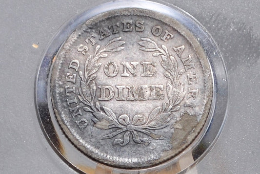 1838 Seated Liberty Dime - VF Details, Surface Damage - First Year Made - 1838 Silver Dime / 1838 Us 1 Dime Liberty Seated 1838