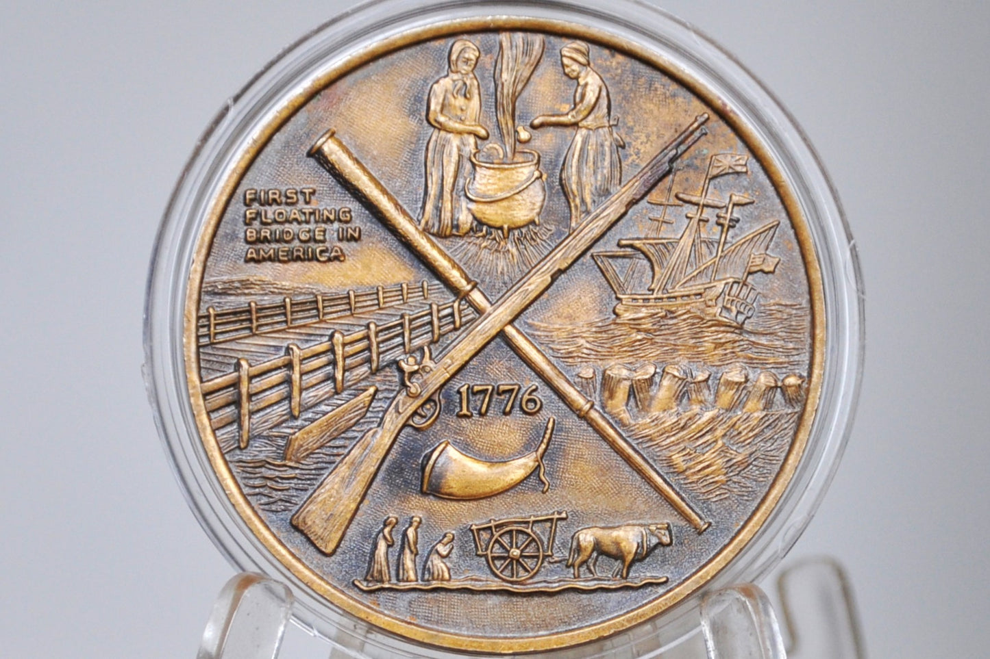 First Floating Bridge in America 1638 Salisbury, Massachusetts - 1638 1st Floating American Bridge in Massachusetts