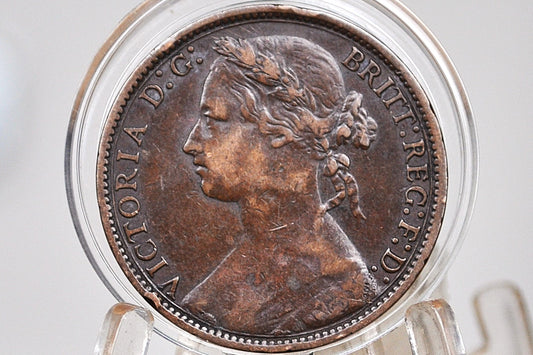 1875 Great Britain One Penny - XF (Extremely Fine) - UK Penny 1875 Queen Victoria Penny - Bronze