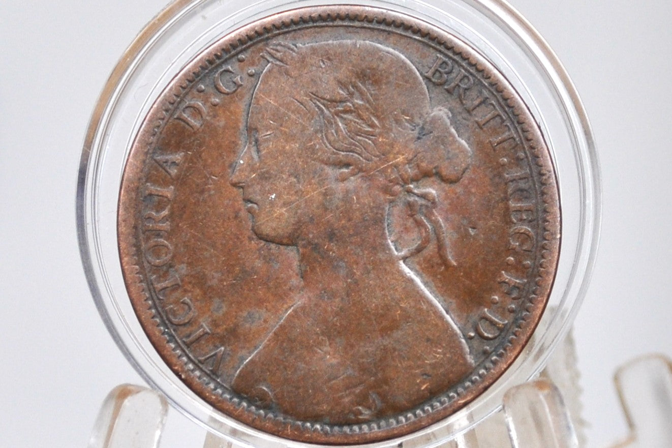 1873 Great Britain One Penny - VF (Very Fine) Details - UK Penny 1873 Queen Victoria Penny - Bronze
