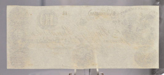 1800s Bank of Bennington 10 Dollar Obsolete Note - Vermont Obsolete Currency - Unissued Remainder - 1800s Bennington Ten Dollars Banknote