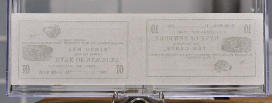 1860s Bank of Newbury 10 Cents Merchant Scrip Uncut Sheet - Unissued Remainder - Vermont Obsolete - 1860s Wells River, VT Ten Cent Notes