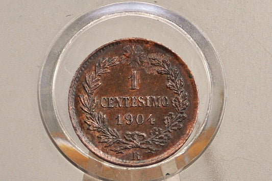 1904-R Italian 1 Centesimo Coin - XF+ Condition - 1904 Italy 1 Cent Coin