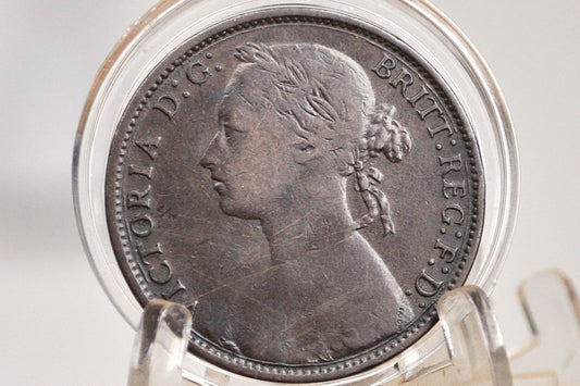1881 Great Britain One Penny - VF (Very Fine) - UK Large Penny 1881 - Queen Victoria Young Head 1881 Copper UK penny