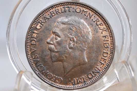 1933 Great Britain Half Penny - Uncirculated - UK Half Penny 1933 - King George 1/2 Penny - Bronze - ha'penny 1933