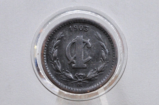 1903 Mexican 1 Cent - XF/AU Condition - Mexico City Mint - Mexican Republic Coins -