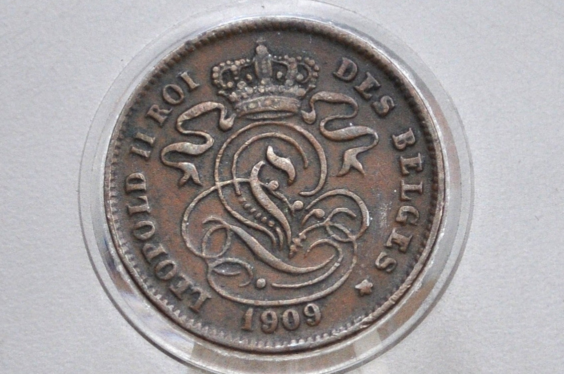 1909 Belgium 2 Centimes - XF Condition - Leopold II - French Text - 1909 Belgium 2 Cents, Incredible Coin for a collection