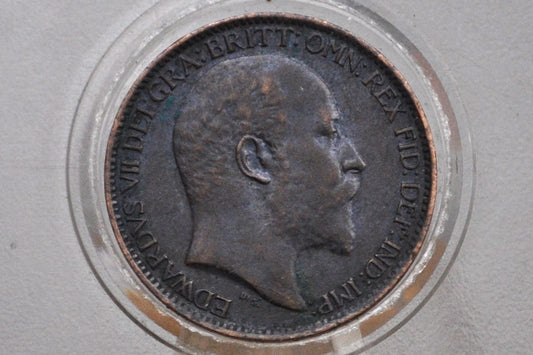 1903 Farthing Great Britain - AU, Beautiful Coin - UK Farthing 1903 - Bronze