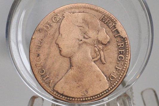 1860 Great Britain One Penny - VG/VG+ Details - UK Large Penny 1860 - Queen Victoria 1 Penny - Bronze - UK penny 1860