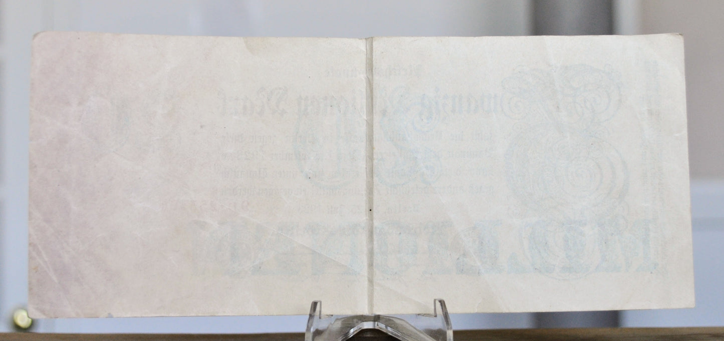 1923 Germany 20 Million Mark Banknote - Reichsbanknote - German Inflation - 7-Digit Serial - 1923 German Twenty Million Mark Note - P#97a