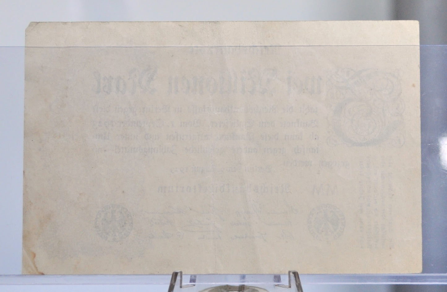 1923 Germany 2 Million Mark Note - Reichsbanknote - No Serial Number - Star Watermark - 1923 German Two Million Marks Inflation Note- P#104a