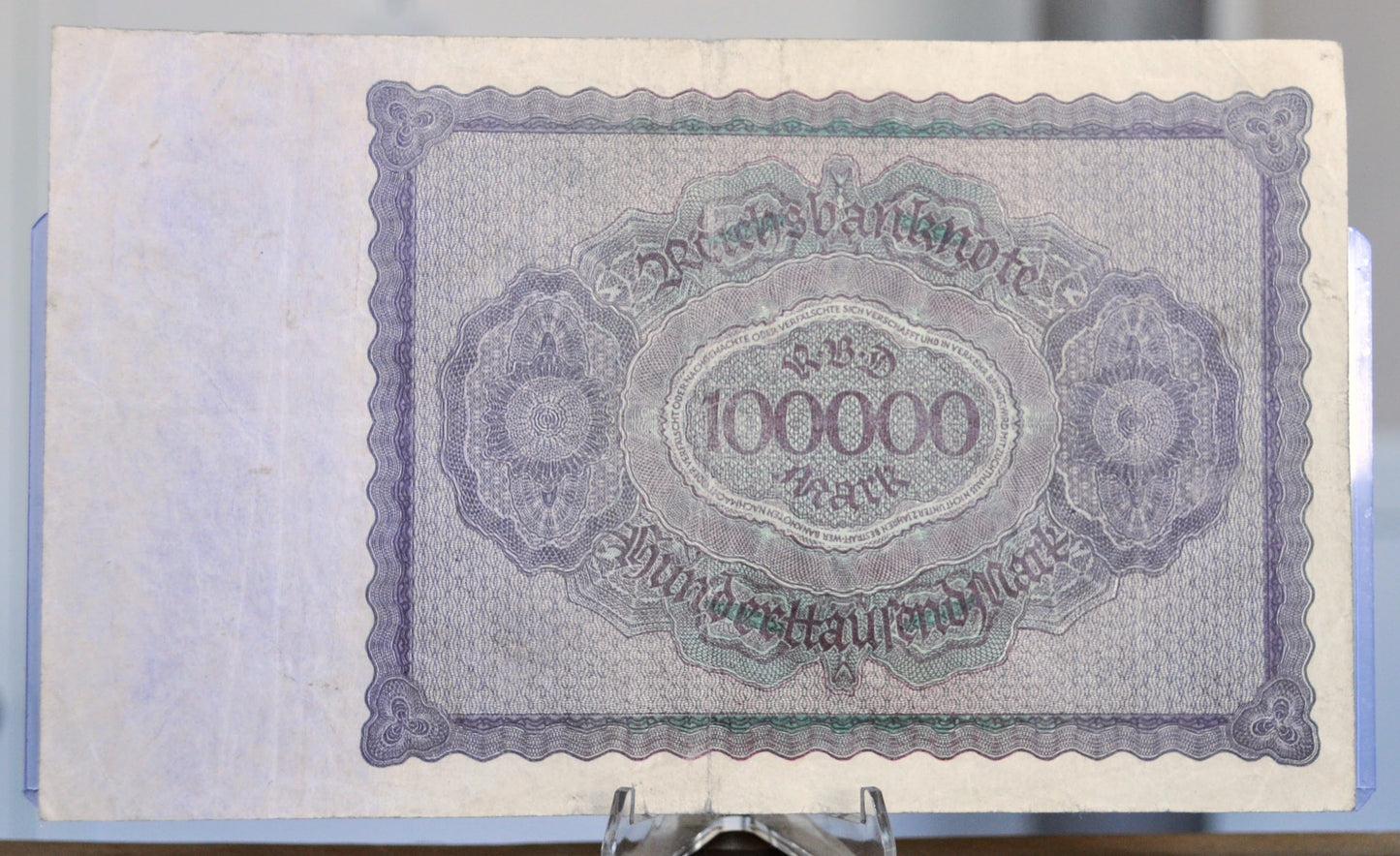 1923 Germany 100,000 Mark Banknote - Reichsbanknote - Inflation Note - 8-Digit Serial - 1923 One Hundred Thousand Marks Note - P#83a.2