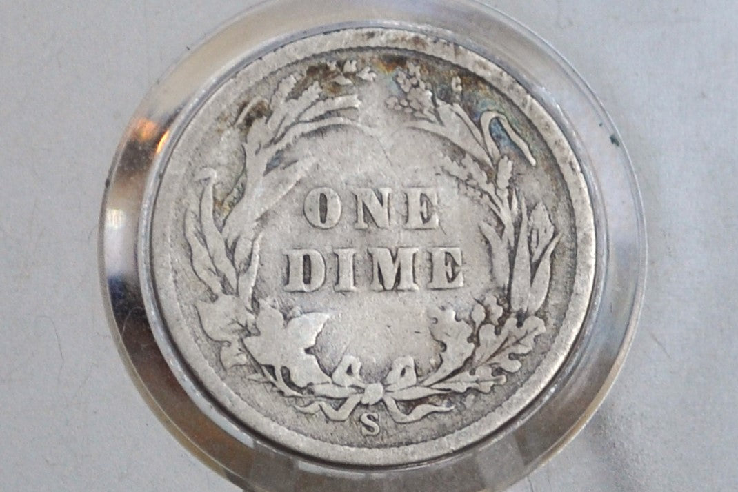 1899-S Barber Silver Dime - VG, Better Date - 1899S Barber Dime S Mint 1899 - Silver Dimes