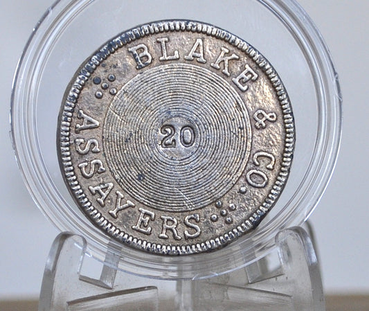 Blake & Co. Assayers 1855 Twenty Dollar Coin - 20 Dollar Coin California 1855 Token