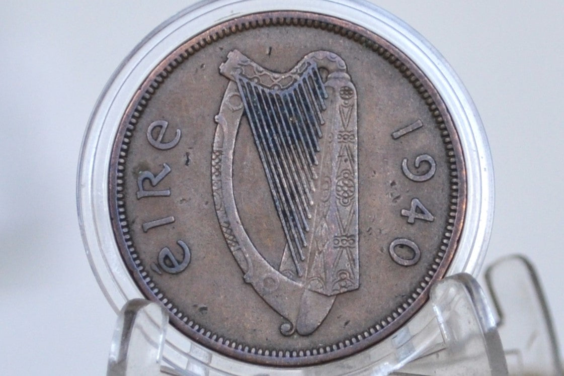 1940 Irish Penny - XF/AU Grade / Condition - Rare Date, Low Mintage - 1940 Penny Ireland