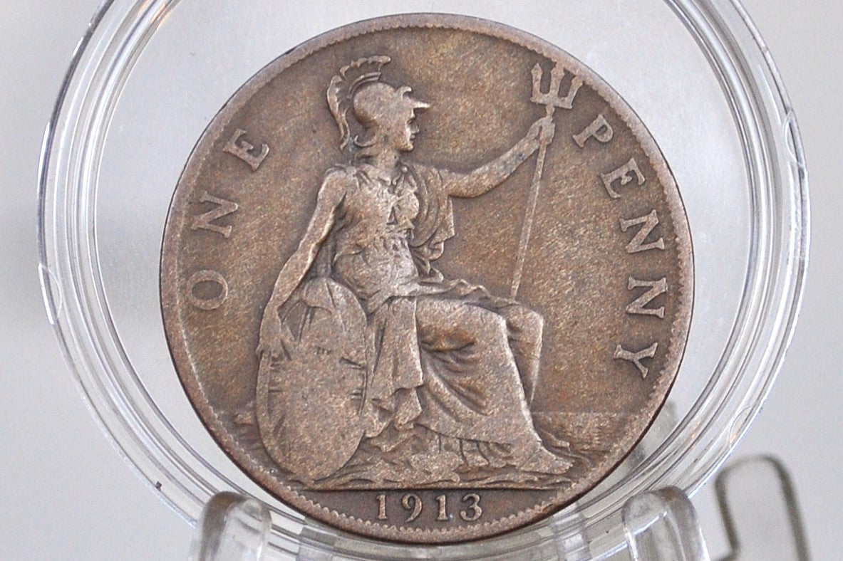 1913 Great Britain One Penny - Choose by Grade / Coin - UK Penny 1913 - Higher Grades