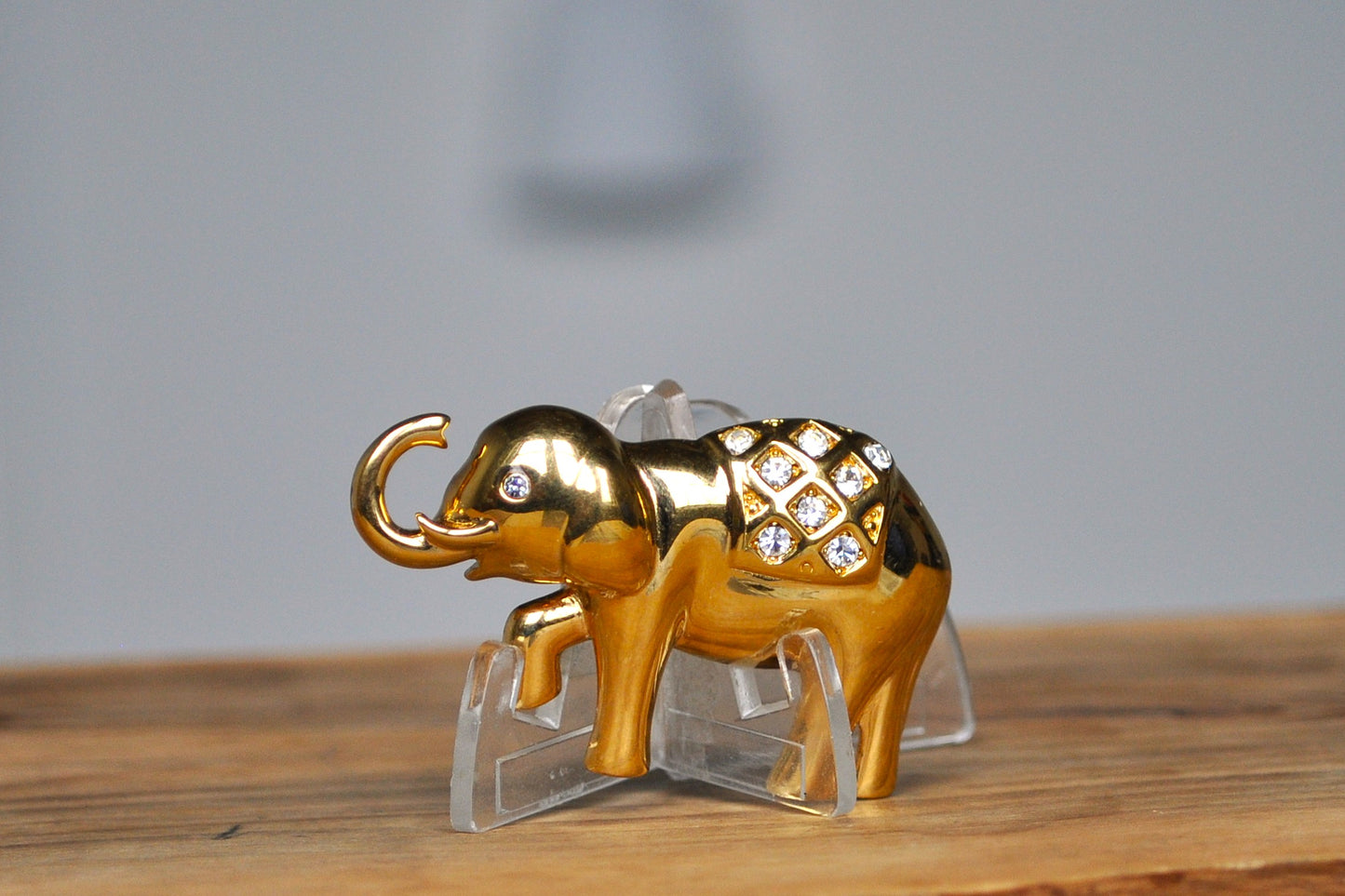 Cute Monet Gold Tone Circus Elephant Rhinestone Brooch - Monet Circus Elephant Brooch - Gold Toned Circus Elephant with Rhinestones