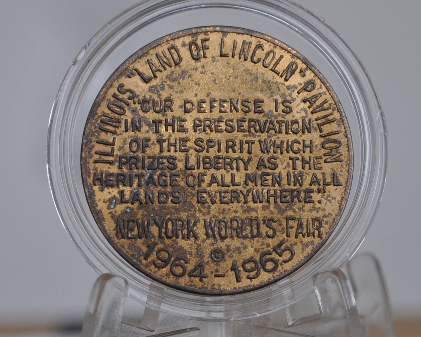 1965 New York Worlds Fair Souvenir Abraham Lincoln - "Peace Through Understanding" Abraham Lincoln 1964-1965 World Fair Token